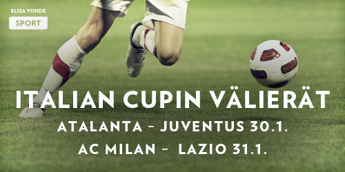 Italian cupissa pelataan tällä viikolla välieriä, joissa mukana ovat Atalanta, Juventus, AC Milan sekä Lazio. Kurkkaa Alatalanta – Juventus -kohtaaminen 30.1. ja AC Milan – Lazio keskiviikkona 31.1. Elisa Viihde Sport 1:llä klo 21.35 alkaen.